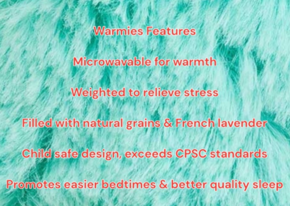 Teal Long Neck Dinosaur Warmies 7 x 15 x 10.5 inches. RRP: $28. (17x38x26 cm)NEW