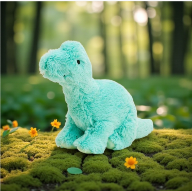 Teal Long Neck Dinosaur Warmies 7 x 15 x 10.5 inches. RRP: $28. (17x38x26 cm)NEW